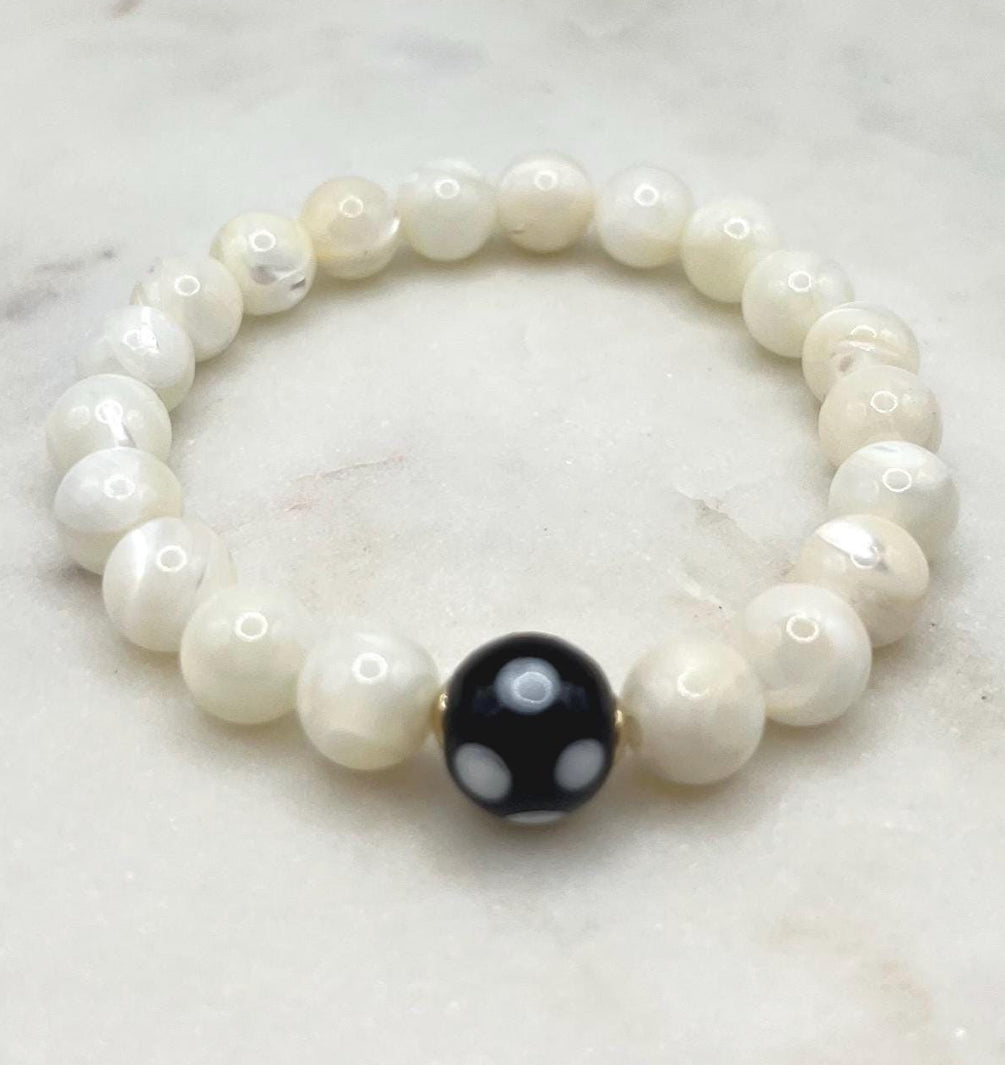 Pearl Conta di Ojo Stretch Bracelets