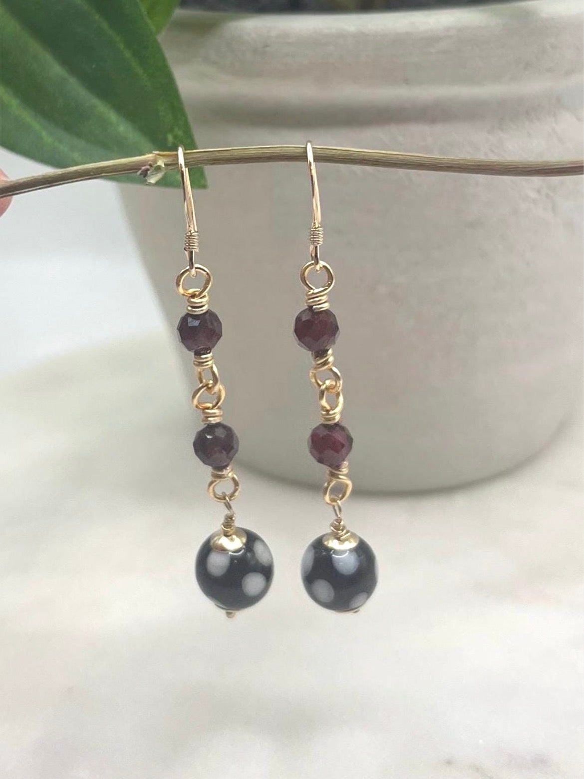 Gold Filled Conta di Ojo Garnet Earrings 🧿✨