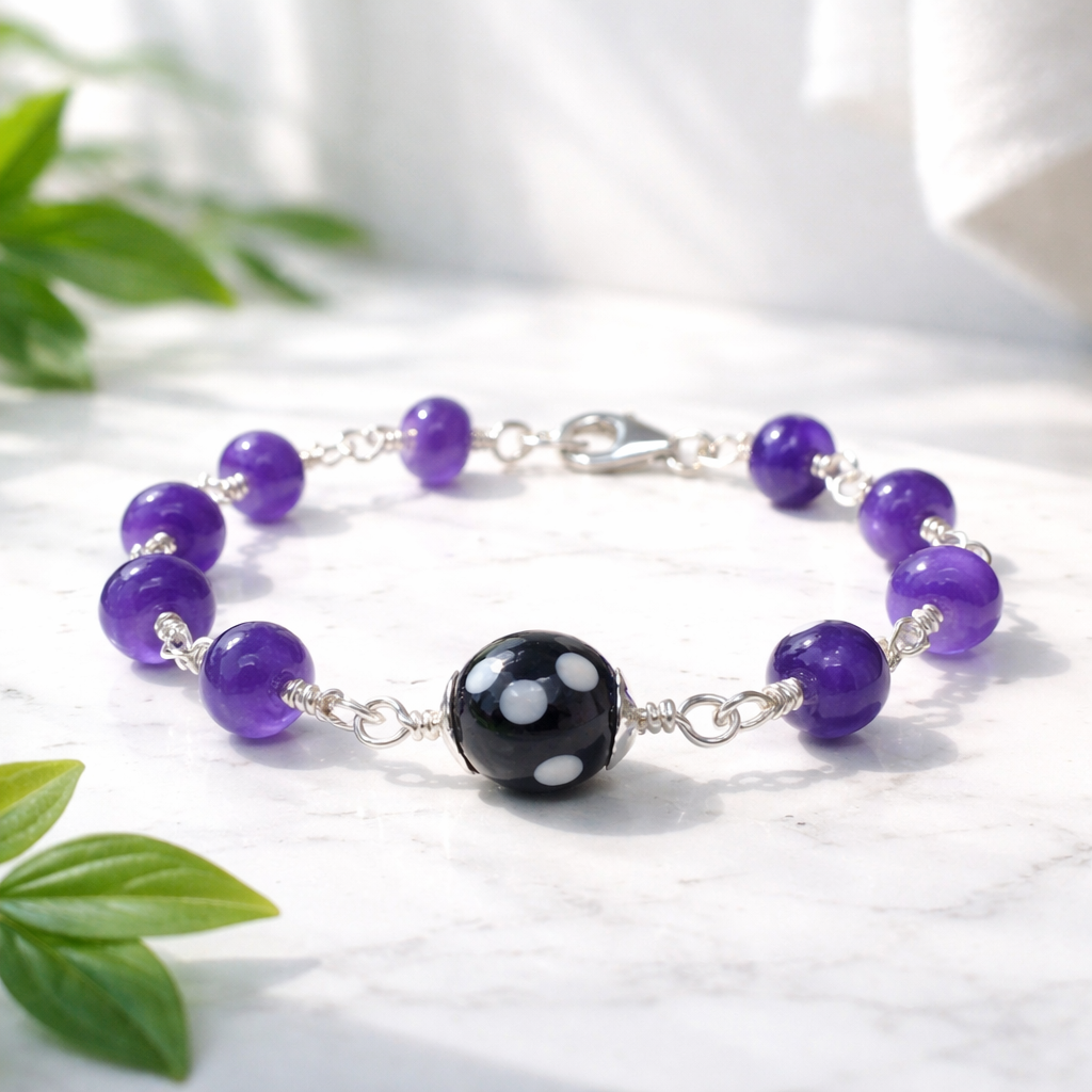 Purple Sugilite Conta di Ojo Bracelet