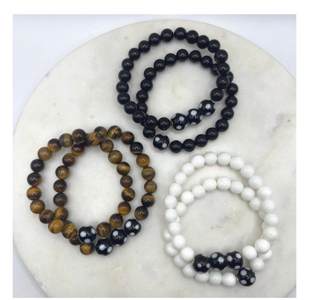 Aquamarine Conta di Ojo Stretch Bracelets