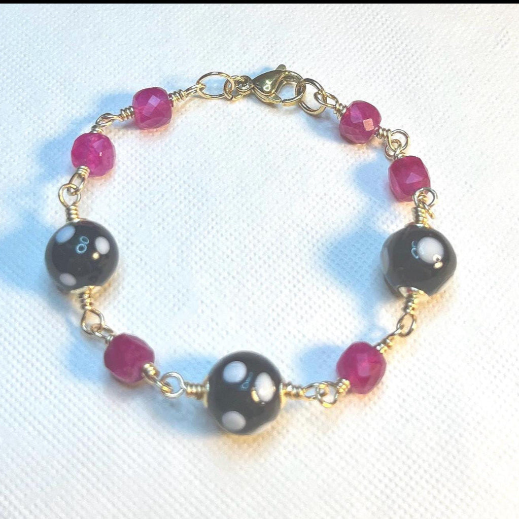 Pink Tourmaline Conta di Ojo Bracelet