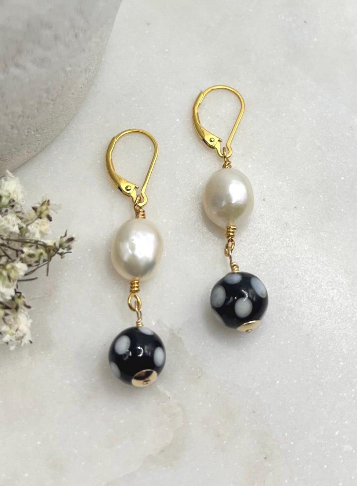 Conta di Ojo + Pearl Gold Filled Earrings 🧿✨