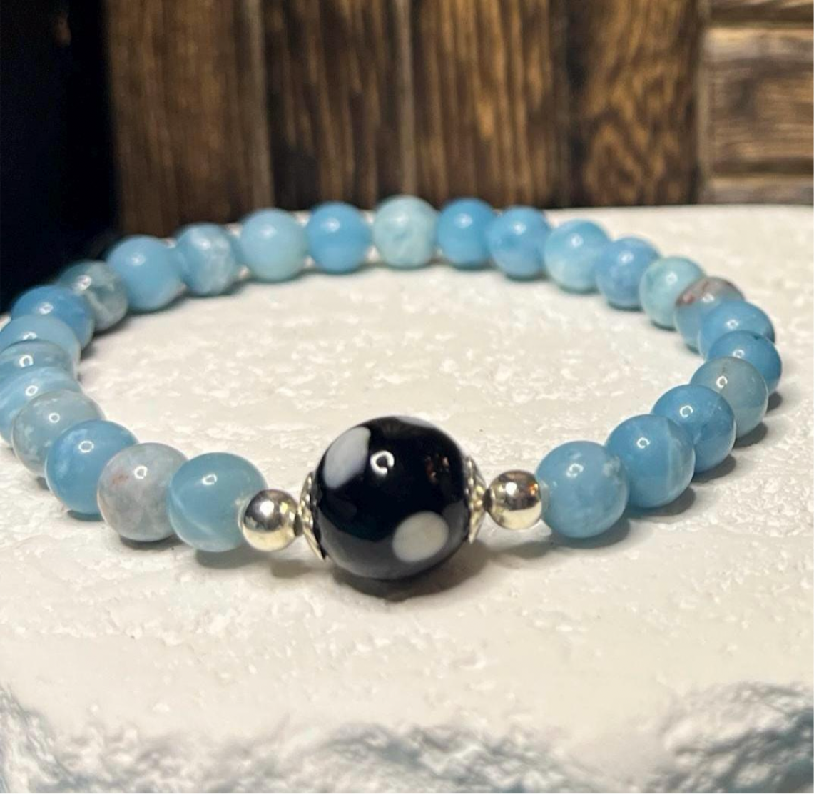 Larimar Conta di Ojo Stretch Bracelet