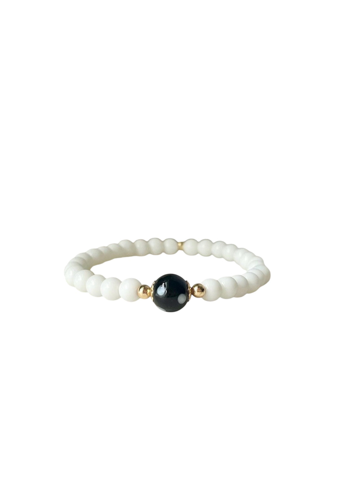 White Tridacna Shell Conta di Ojo Stretch Bracelets