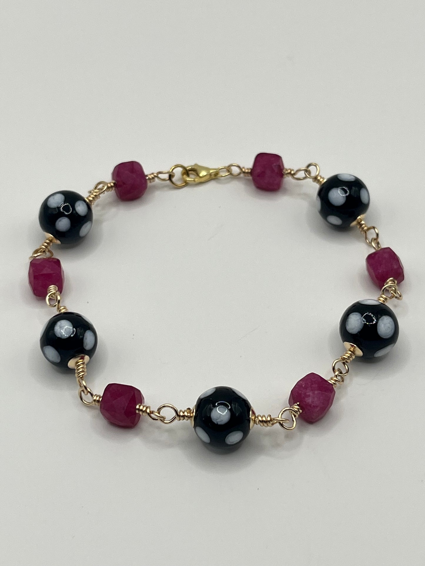 Pink Tourmaline Conta di Ojo Bracelet