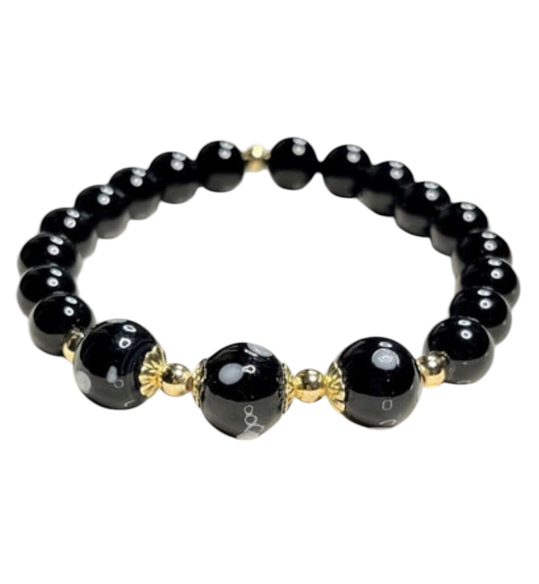 Black Onyx Conta di Ojo Stretch Bracelets