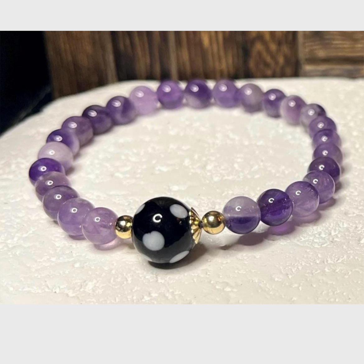 Amethyst Conta di Ojo Stretch Bracelets