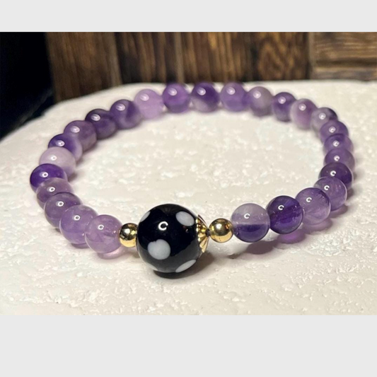 Amethyst Conta di Ojo Stretch Bracelets