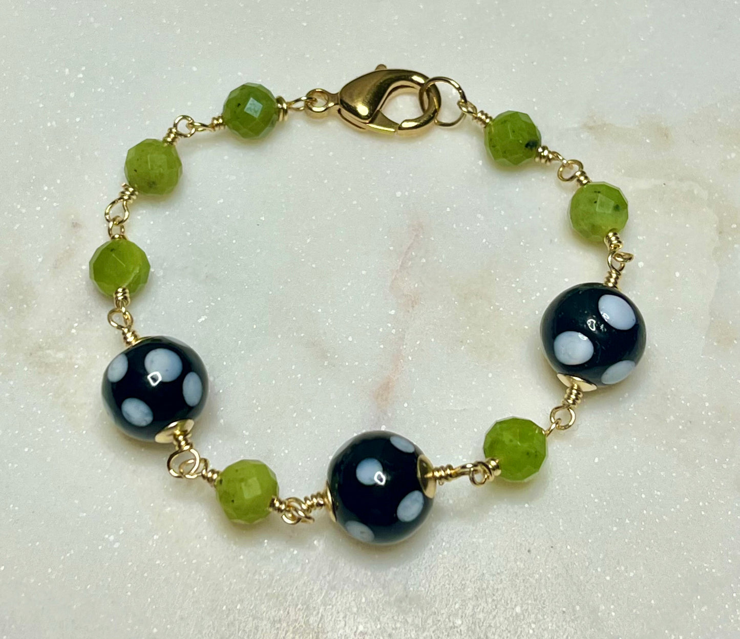 Canadian Jade Conta di Ojo Gemstone Bracelet
