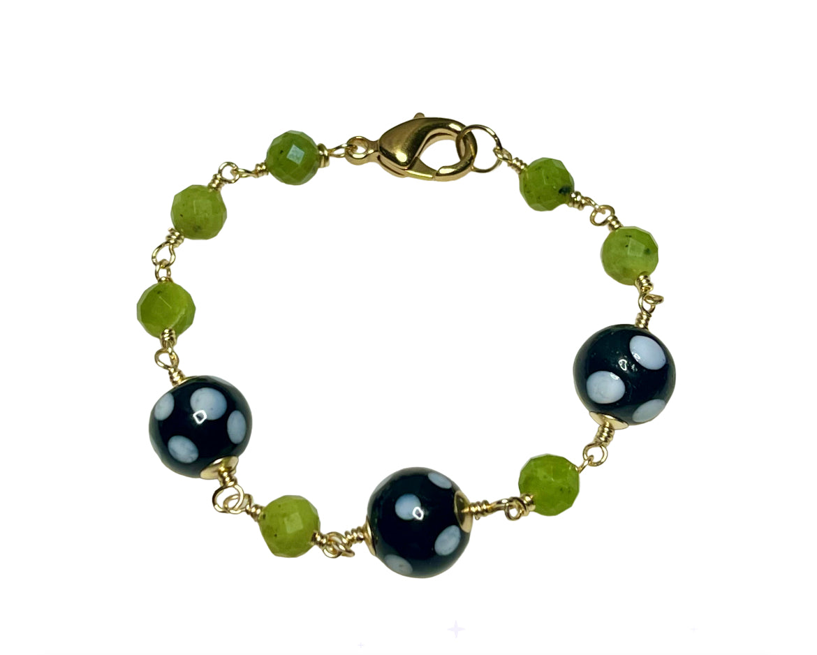 Canadian Jade Conta di Ojo Gemstone Bracelet