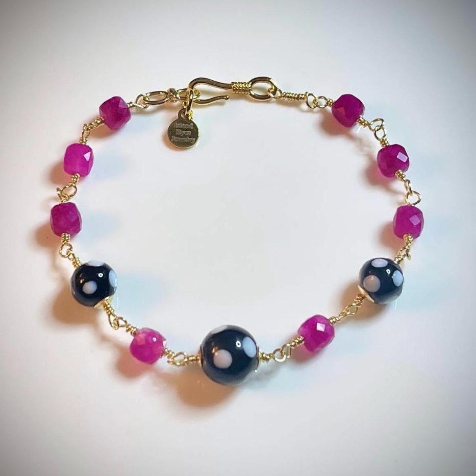 Pink Tourmaline Conta di Ojo Bracelet