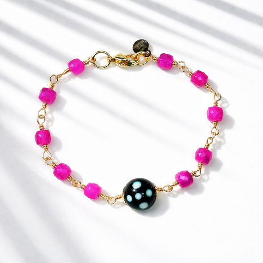 Pink Tourmaline Conta di Ojo Bracelet