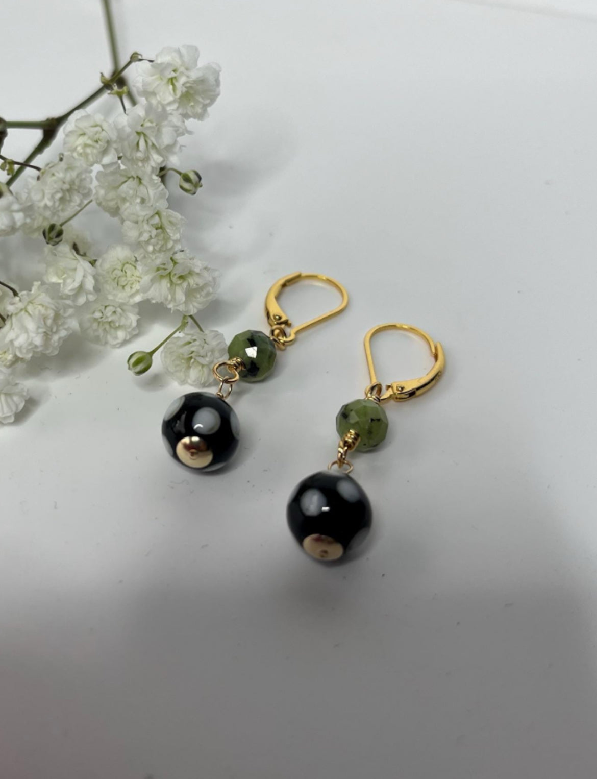 Canadian Jade + Conta di Ojo Earrings