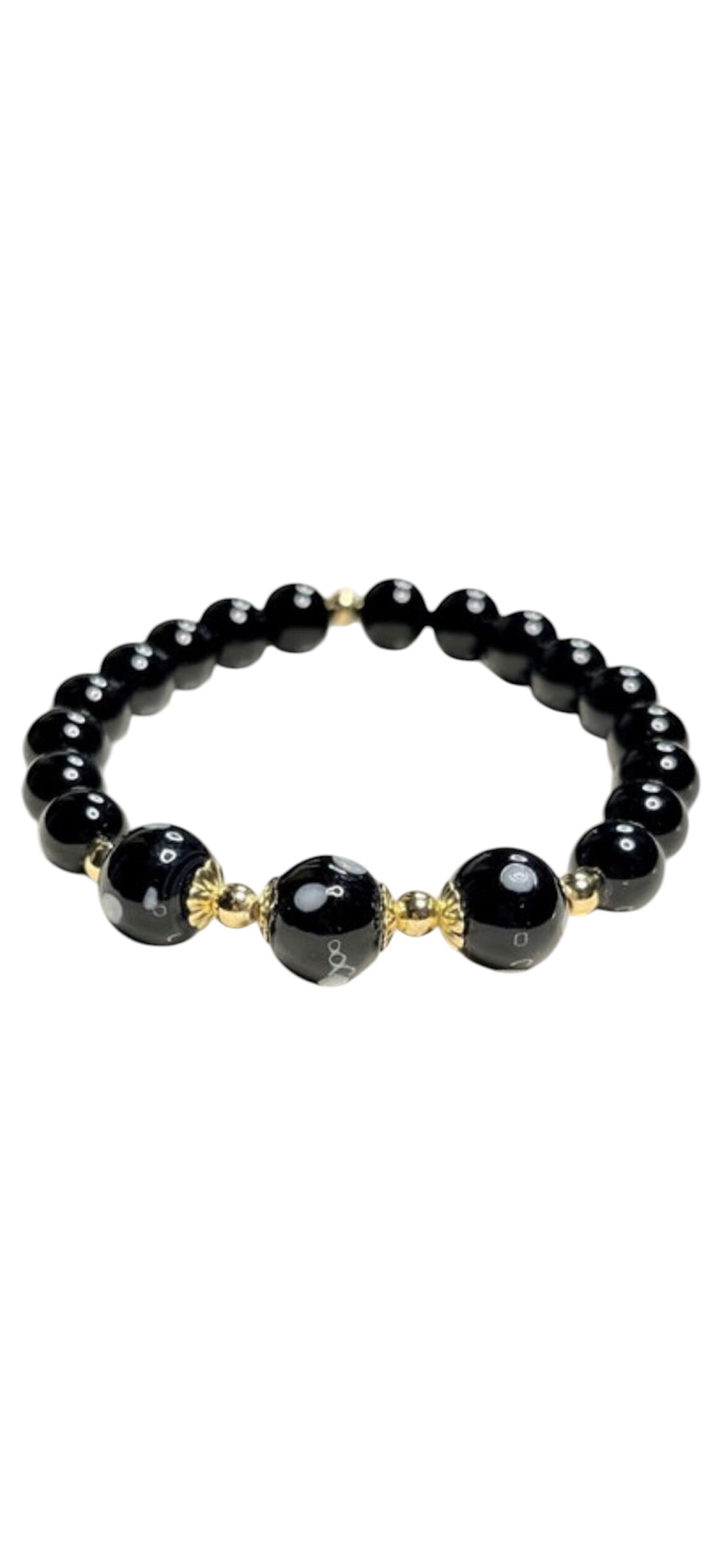 Black Onyx Conta di Ojo Stretch Bracelets