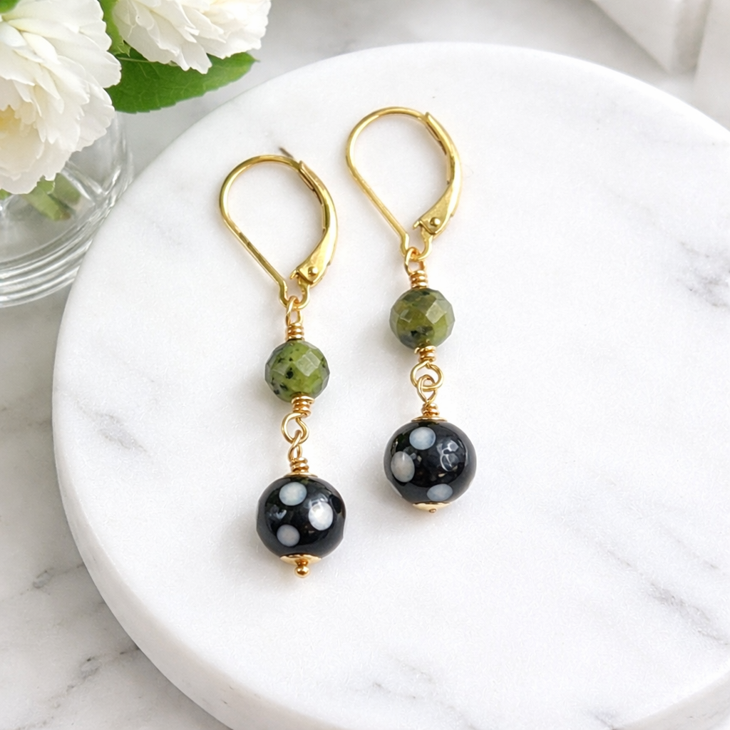Conta di Ojo + Canadian Jade Gold Filled or .925 Sterling Silver Earrings 🧿✨
