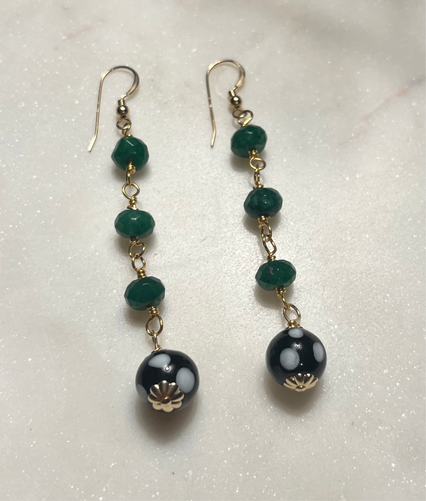 Emerald Green Conta di Ojo Earrings