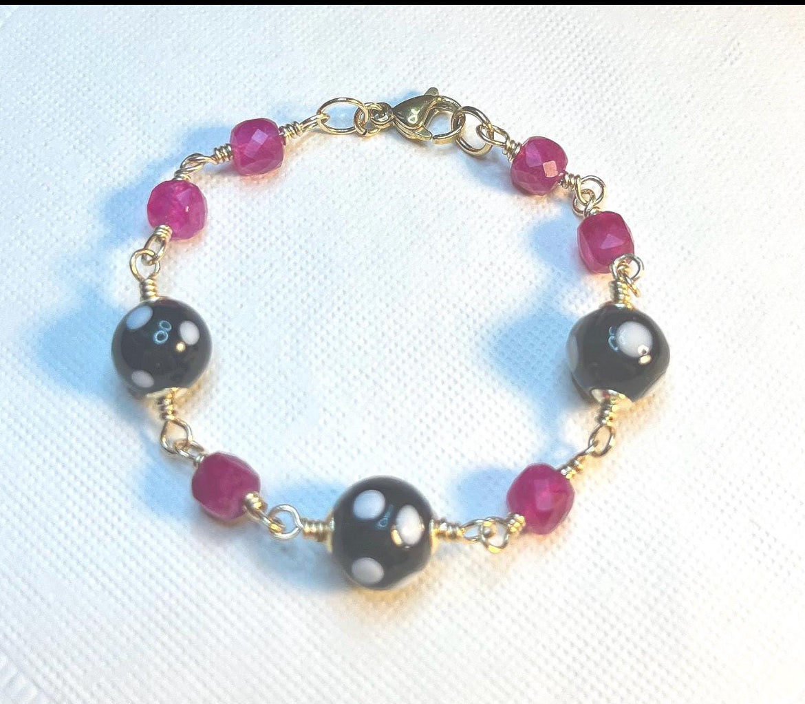 Pink Tourmaline Conta di Ojo Bracelet