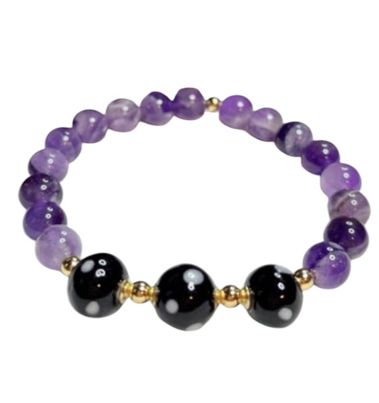 Amethyst Conta di Ojo Stretch Bracelet