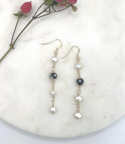 Pearl Conta di Ojo Earrings