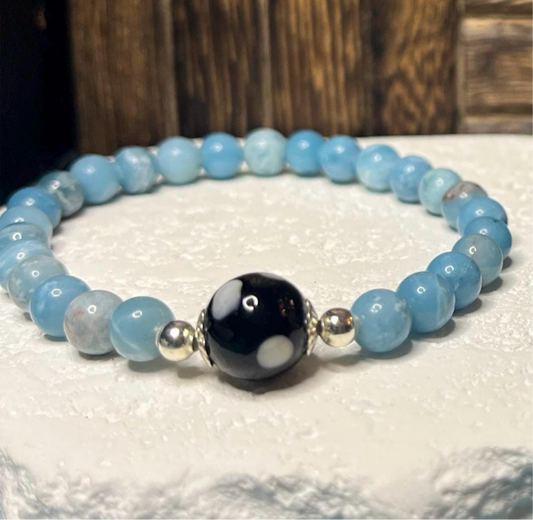 Larimar Conta di Ojo Stretch Bracelet