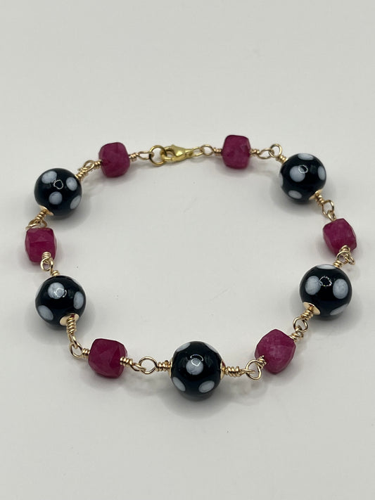 Pink Tourmaline Conta di Ojo Bracelet