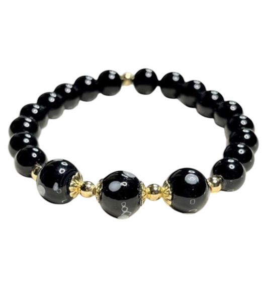 Black Onyx Conta di Ojo Stretch Bracelets