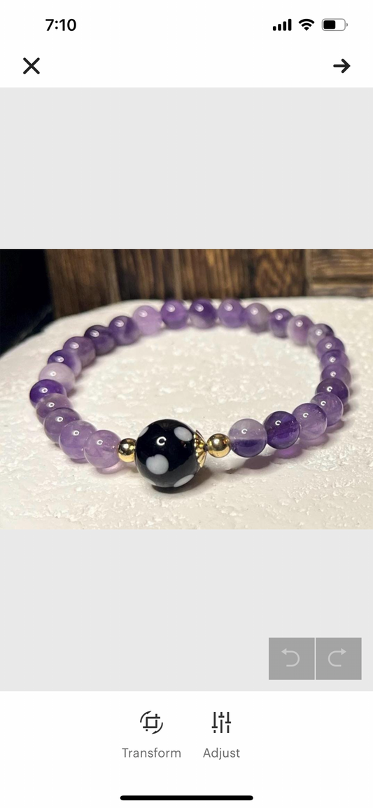 Amethyst Conta di Ojo Stretch Bracelets