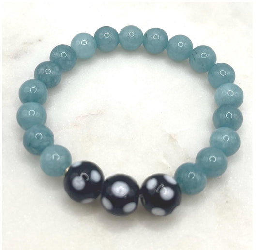 Aquamarine Conta di Ojo Stretch Bracelets