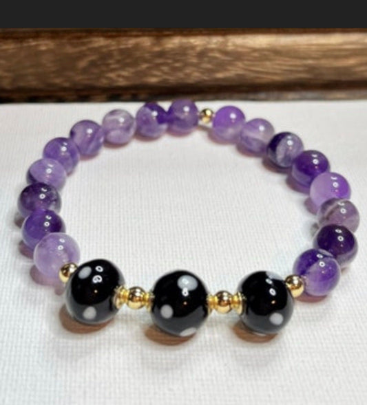 Amethyst Conta di Ojo Stretch Bracelet