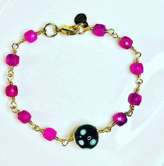 Pink Tourmaline Conta di Ojo Bracelet