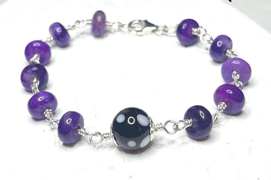 Purple Sugilite Conta di Ojo Bracelet