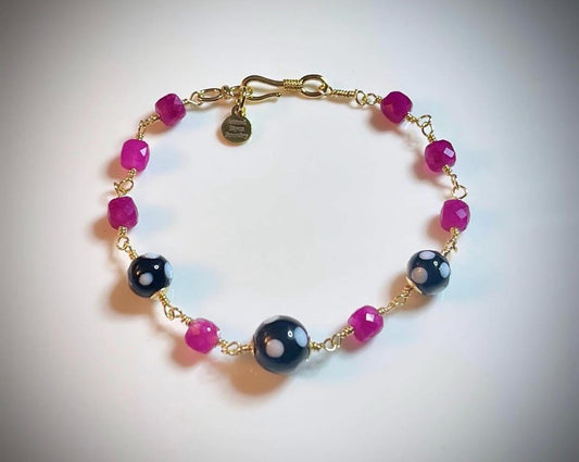 Pink Tourmaline Conta di Ojo Bracelet