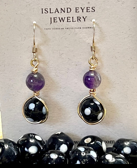 Amethyst Conta di Ojo Earrings