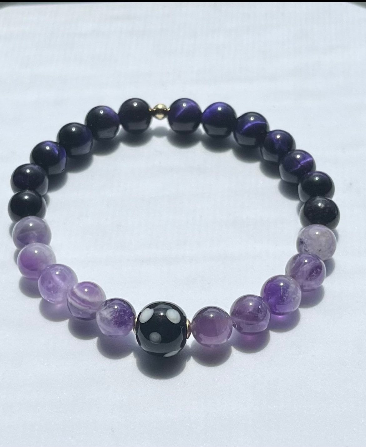 Conta di Ojo, Amethyst + Purple Tigers Eye Stretch Bracelet