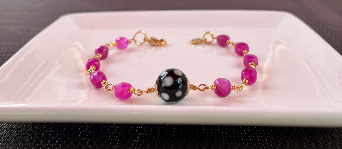 Pink Tourmaline Conta di Ojo Bracelet