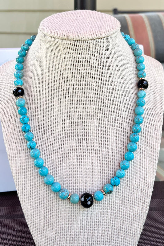 Turquoise Howlite Conta di Ojo Necklace Beaded Necklace