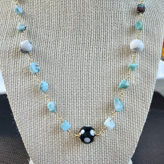 Larimar + Howlite + Conta di Ojo Necklace